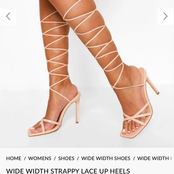 Boohoo Shoes Wide Width Strappy Lace Up Heels Poshmark
